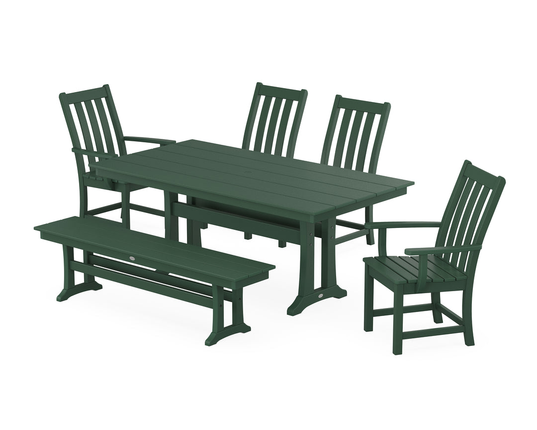 POLYWOOD® Vineyard 6-Piece Farmhouse Dining Set With Trestle Legs
