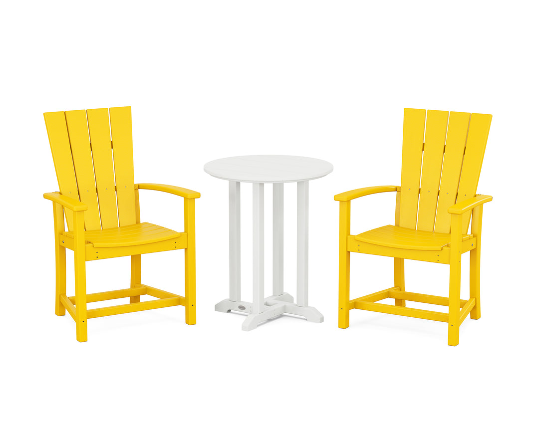 POLYWOOD® Quattro 3-Piece Round Farmhouse Bistro Dining Set
