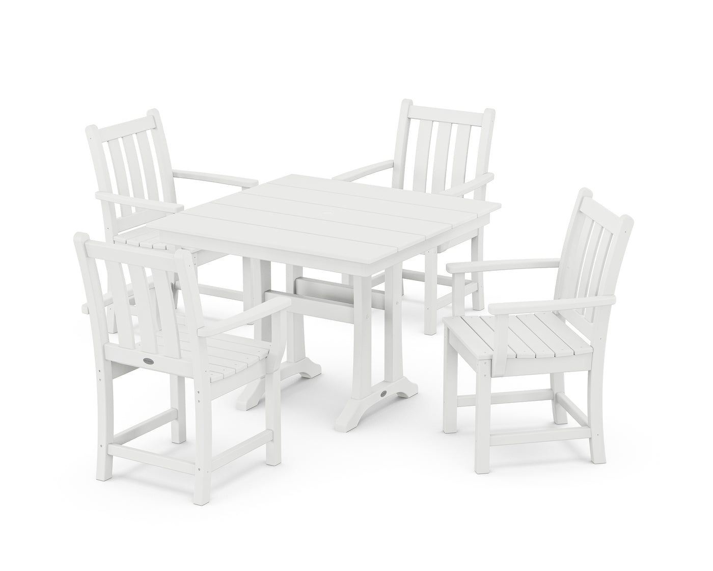 Traditional Garden 5-Piece Farmhouse Dining Set With Trestle Legs