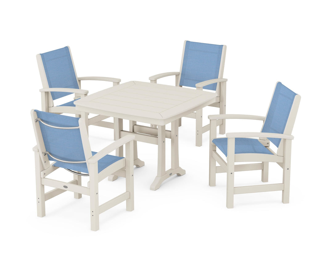 POLYWOOD® Coastal 5-Piece Dining Set with Trestle Legs