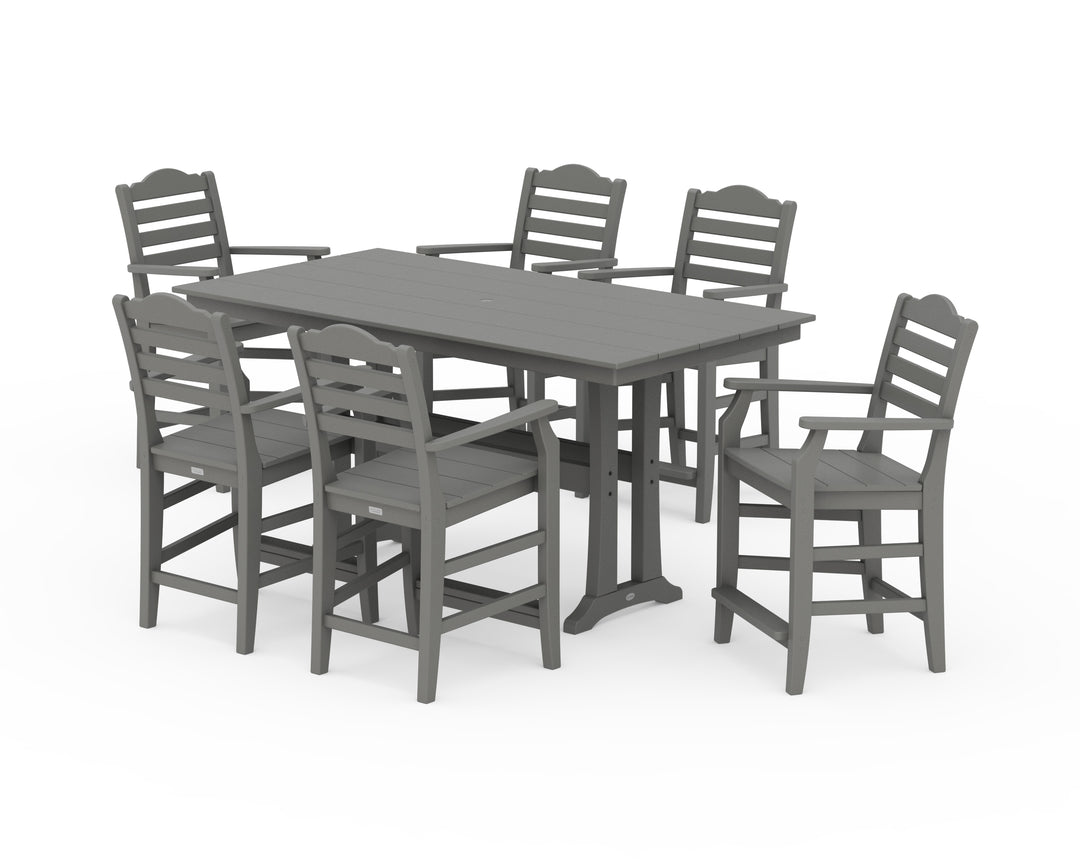 Draper James™ by  POLYWOOD® Savannah Arm Chair 7-Piece Farmhouse Counter Set with Trestle Legs