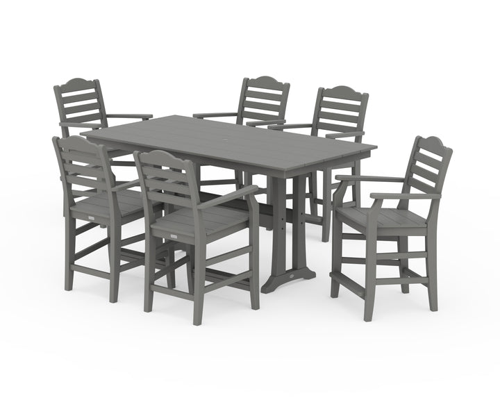 Draper James™ by  POLYWOOD® Savannah Arm Chair 7-Piece Farmhouse Counter Set with Trestle Legs