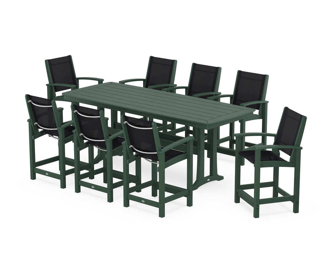 POLYWOOD® Coastal 9-Piece Counter Set with Trestle Legs