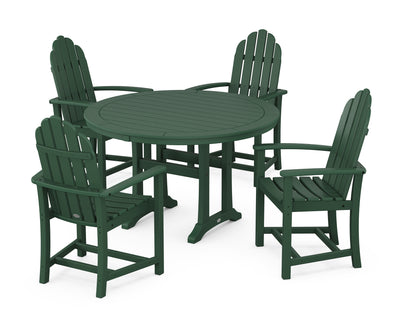 Classic Adirondack 5-Piece Round Dining Set with Trestle Legs