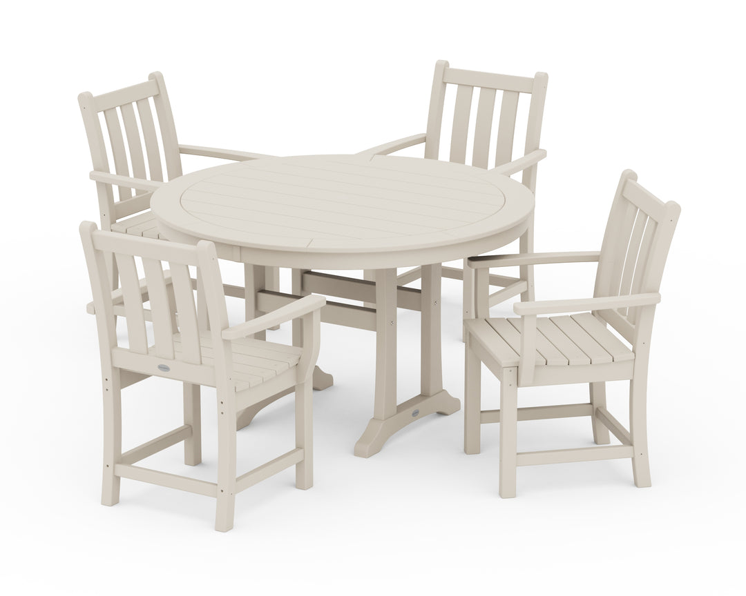 POLYWOOD® Traditional Garden 5-Piece Round Dining Set with Trestle Legs