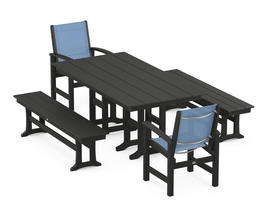 POLYWOOD® Coastal 5-Piece Farmhouse Dining Set