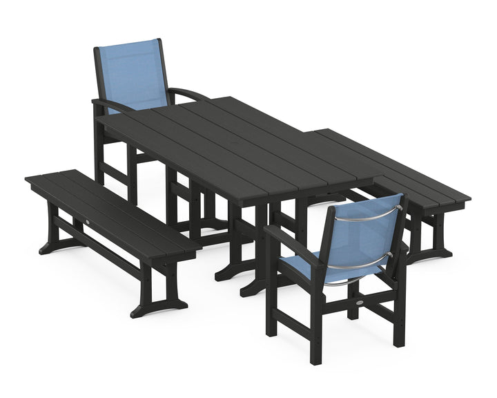 POLYWOOD® Coastal 5-Piece Farmhouse Dining Set