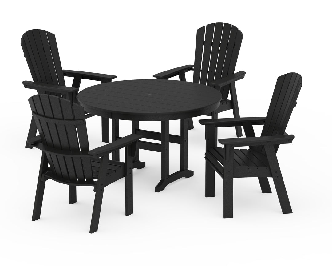 POLYWOOD® Nautical Adirondack 5-Piece Round Farmhouse Dining Set