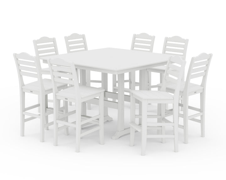 Draper James™ by  POLYWOOD® Savannah Side Chair 9-Piece Square Bar Set with Trestle Legs