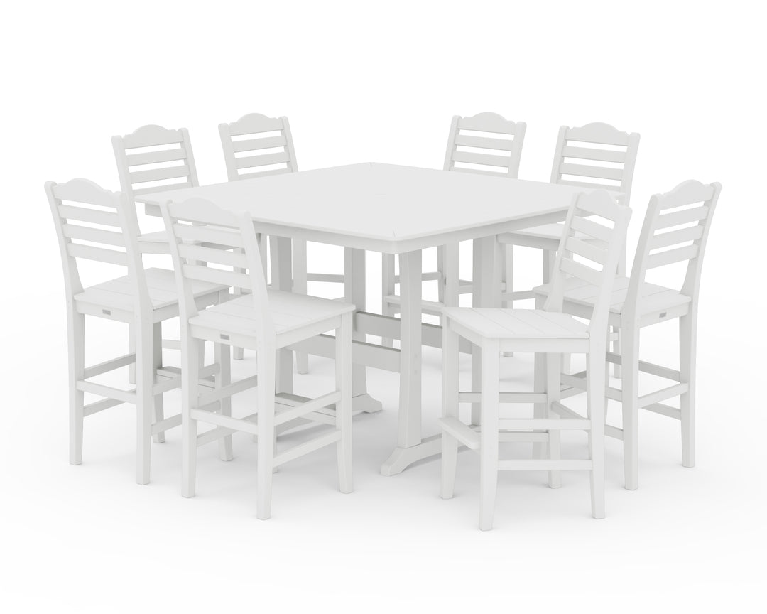 Draper James™ by  POLYWOOD® Savannah Side Chair 9-Piece Square Bar Set with Trestle Legs