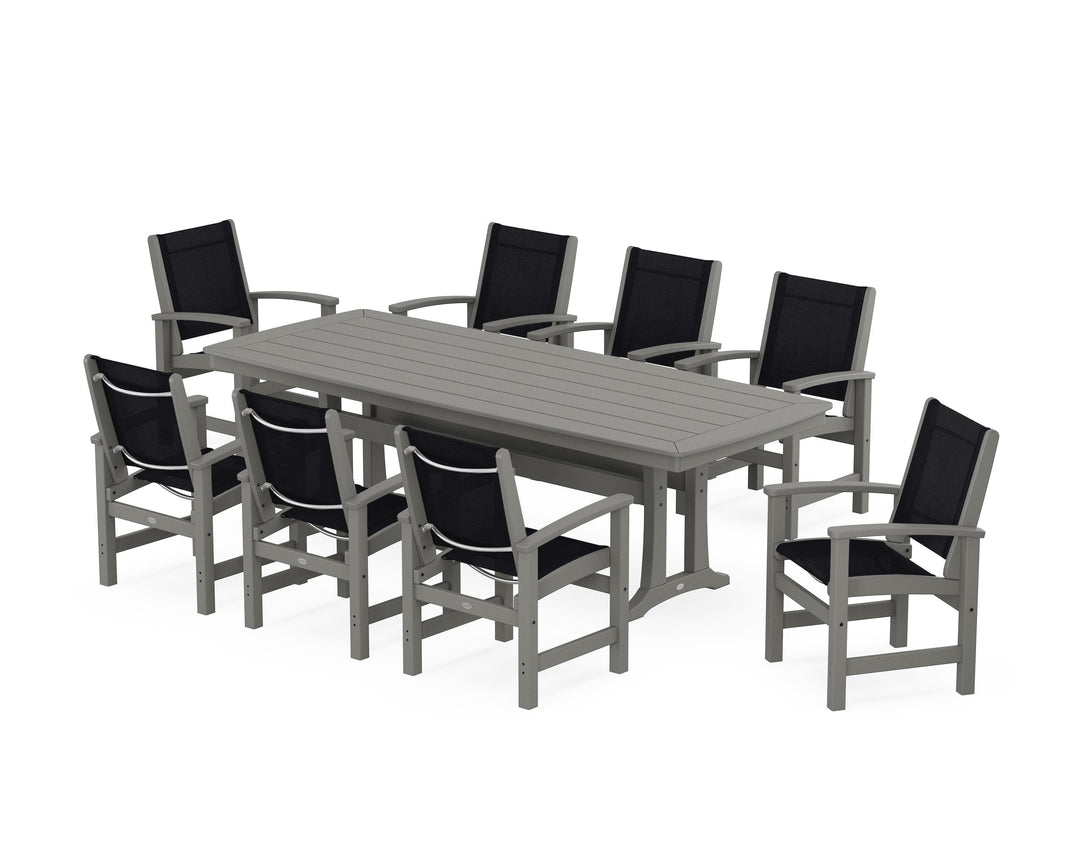 POLYWOOD® Coastal 9-Piece Dining Set with Trestle Legs
