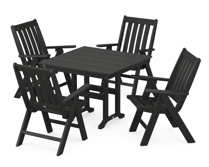 POLYWOOD® Vineyard Folding Chair 5-Piece Farmhouse Dining Set