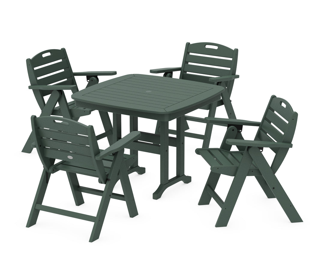POLYWOOD® Nautical Folding Lowback Chair 5-Piece Dining Set