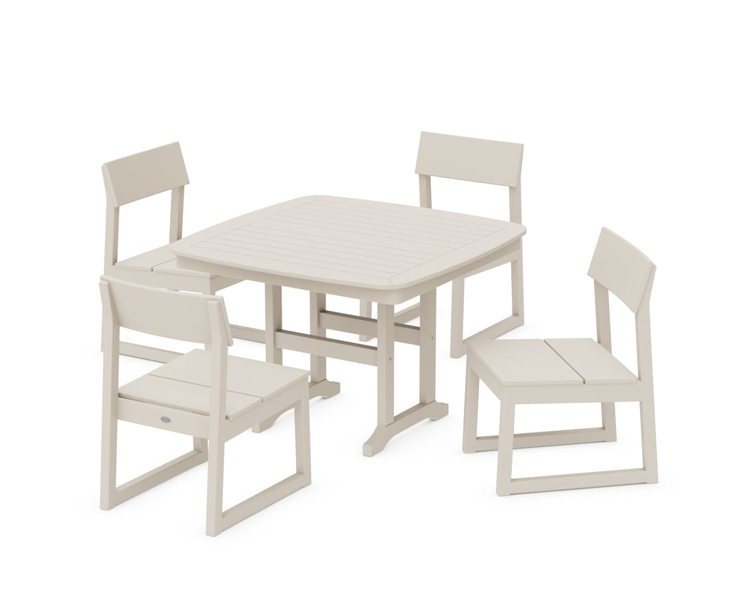 POLYWOOD® EDGE Side Chair 5-Piece Dining Set with Trestle Legs