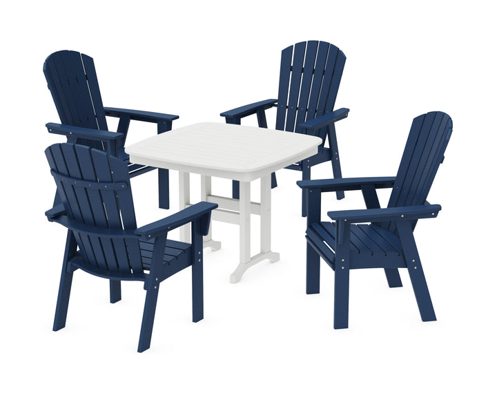 POLYWOOD® Nautical Curveback Adirondack 5-Piece Dining Set with Square Dining Table
