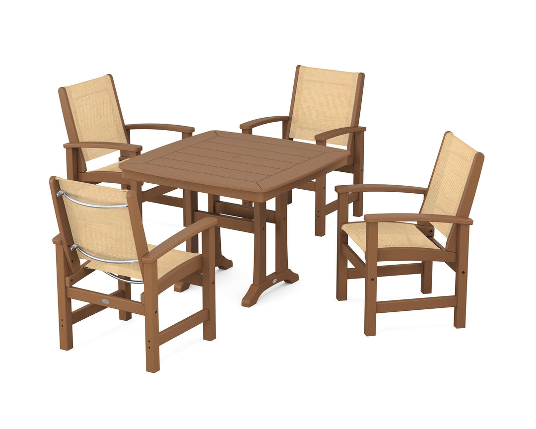 POLYWOOD® Coastal 5-Piece Dining Set with Trestle Legs