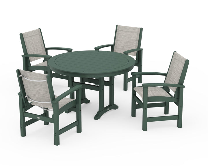 POLYWOOD® Coastal 5-Piece Round Dining Set with Trestle Legs