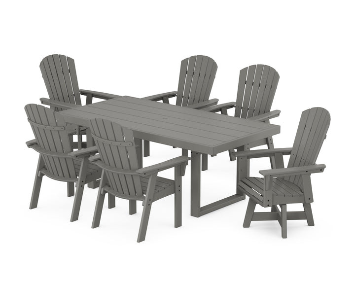 POLYWOOD® Nautical Curveback Adirondack Swivel Chair 7-Piece Dining Set