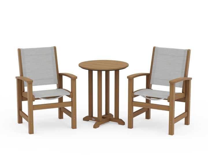 POLYWOOD® Coastal 3-Piece Round Bistro Dining Set