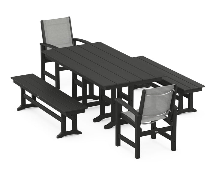 POLYWOOD® Coastal 5-Piece Farmhouse Dining Set