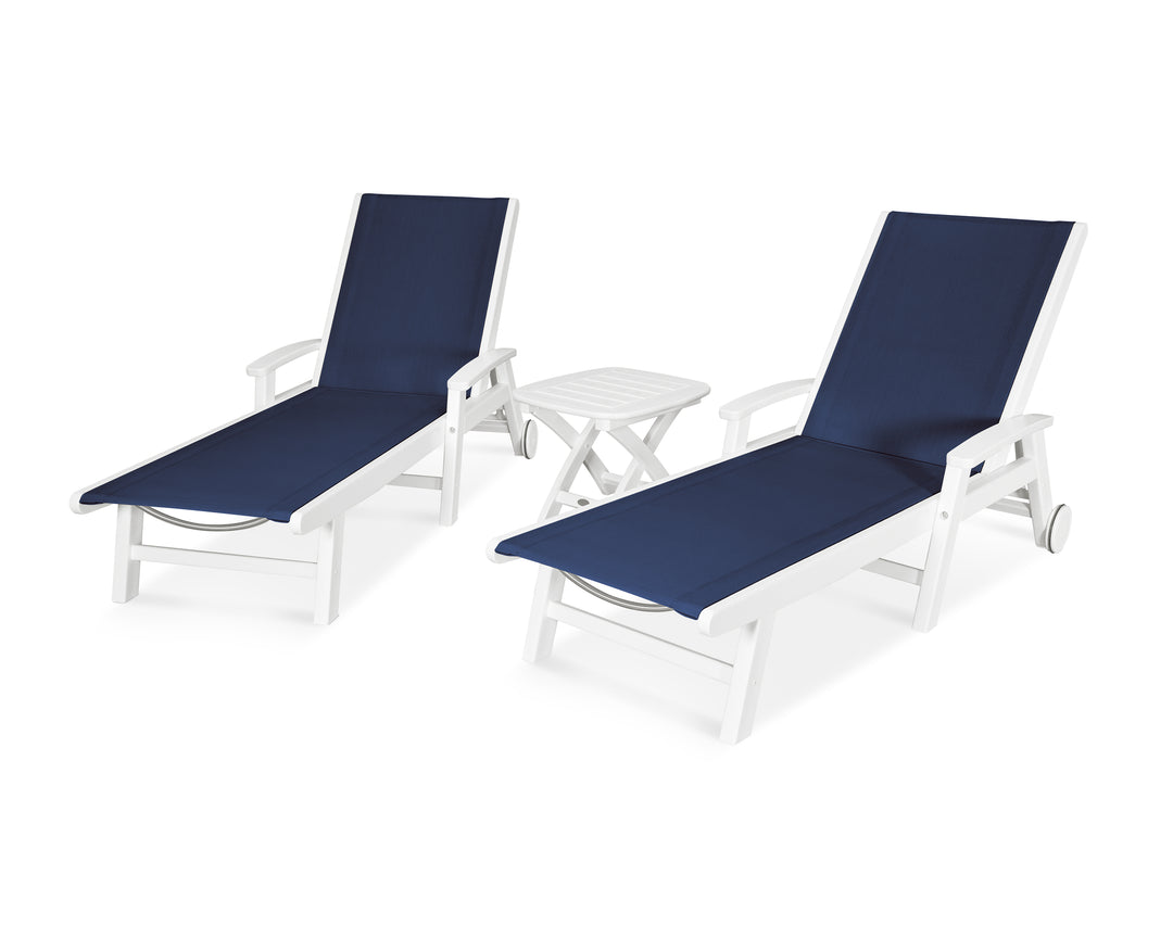 POLYWOOD® Coastal 3-Piece Wheeled Chaise Set