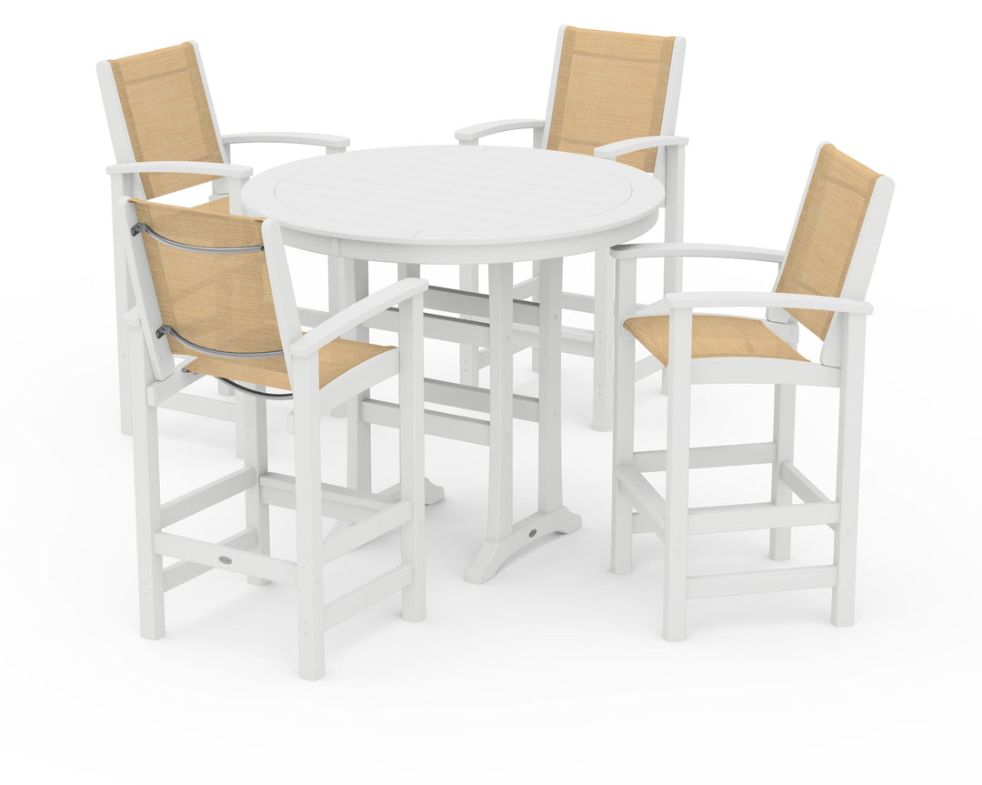 POLYWOOD® Coastal 5-Piece Nautical Trestle Bar Set