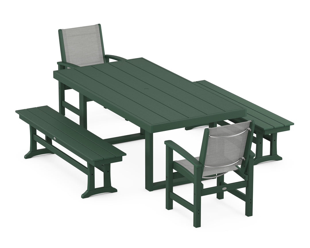 POLYWOOD® Coastal 5-Piece Dining Set with Trestle Legs