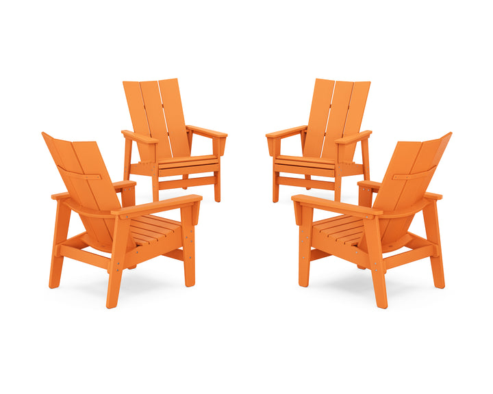 POLYWOOD® 4-Piece Modern Grand Upright Adirondack Chair Conversation Set