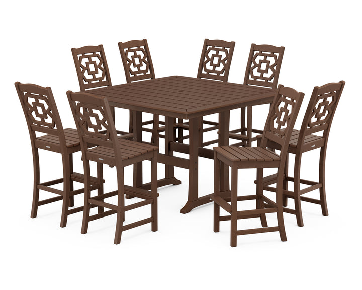 Martha Stewart by POLYWOOD® Chinoiserie 9-Piece Square Side Chair Bar Set with Trestle Legs
