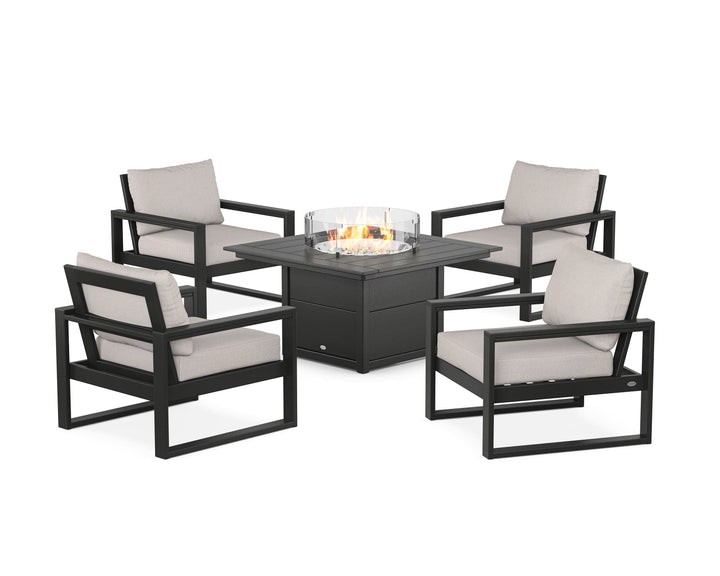 POLYWOOD® EDGE Sectional 5-Piece Deep Seating Set with Fire Pit Table