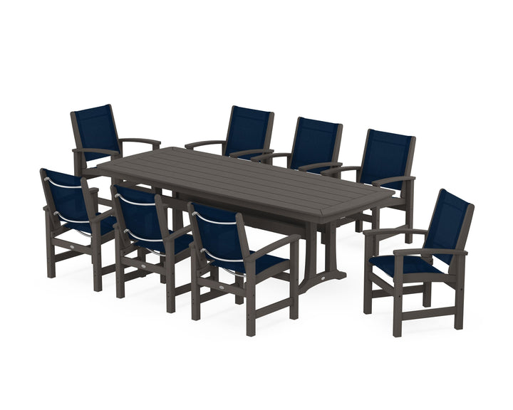 POLYWOOD® Coastal 9-Piece Dining Set with Trestle Legs