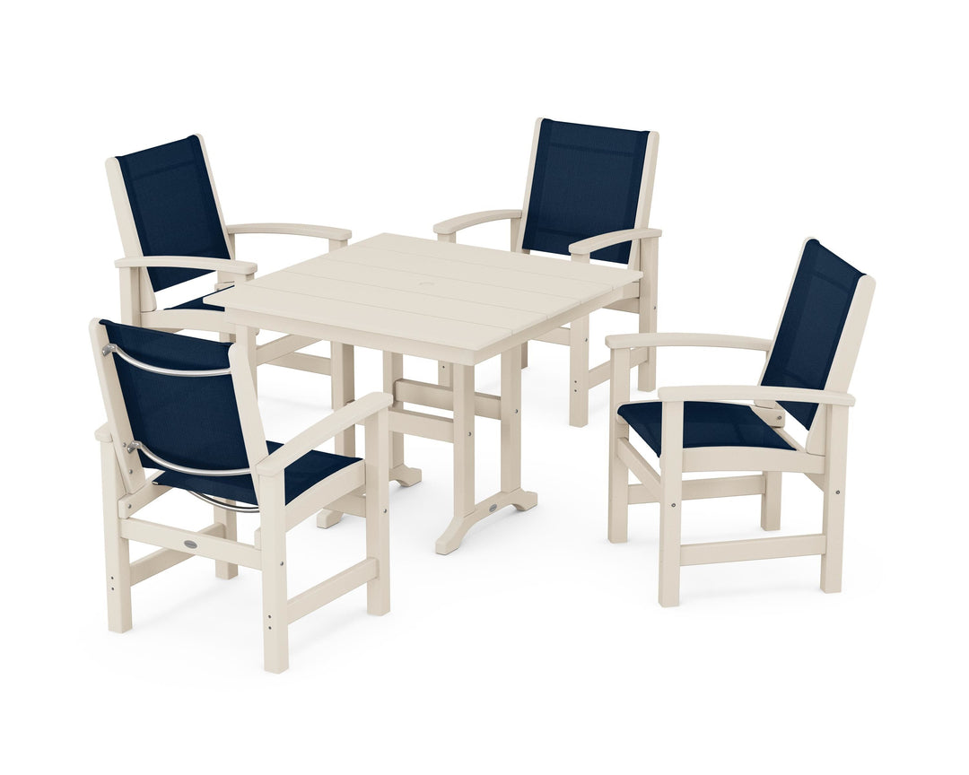 POLYWOOD® Coastal 5-Piece Farmhouse Dining Set