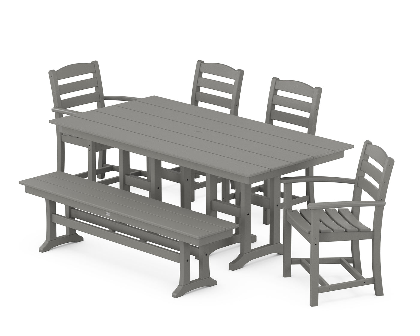 La Casa CafŽ 6-Piece Farmhouse Dining Set with Bench