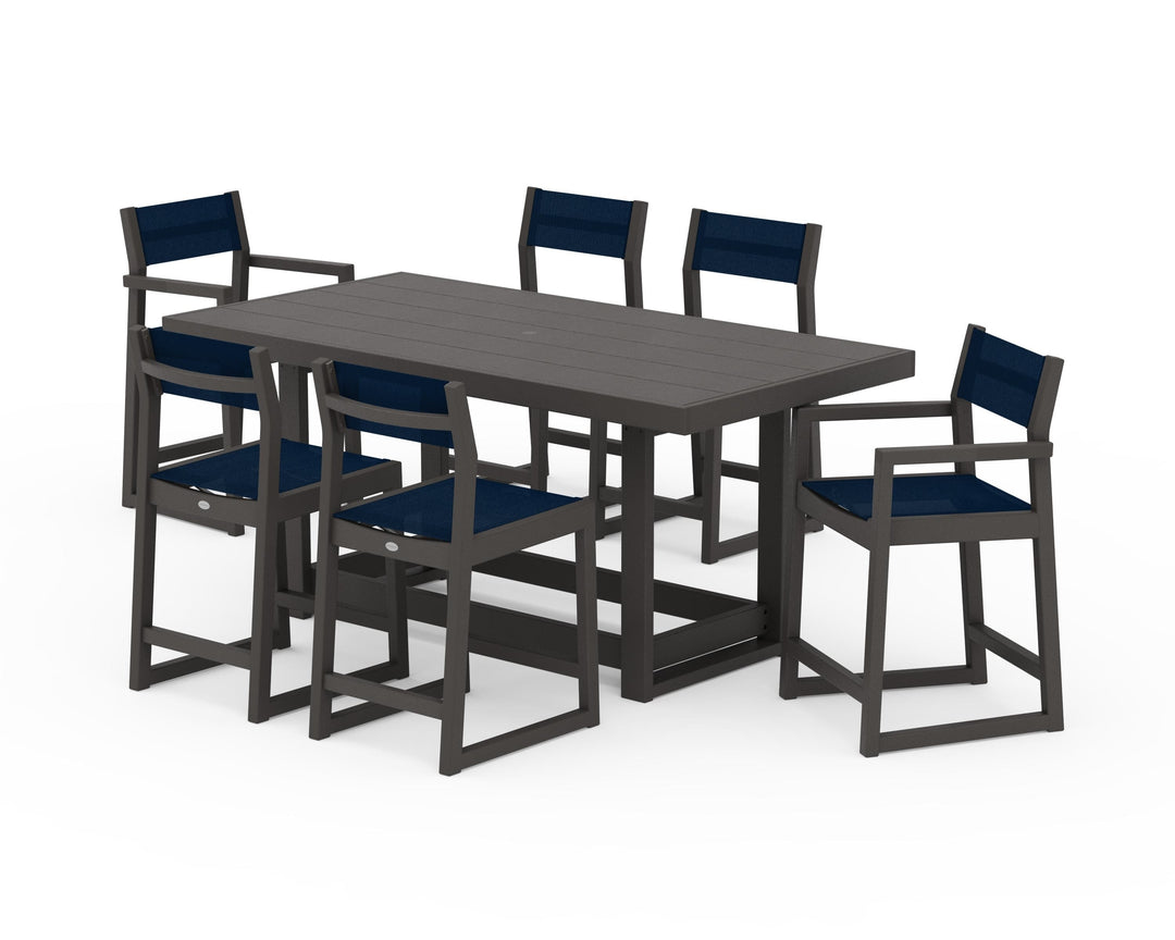 POLYWOOD® EDGE Sling 7-Piece Counter Table Set