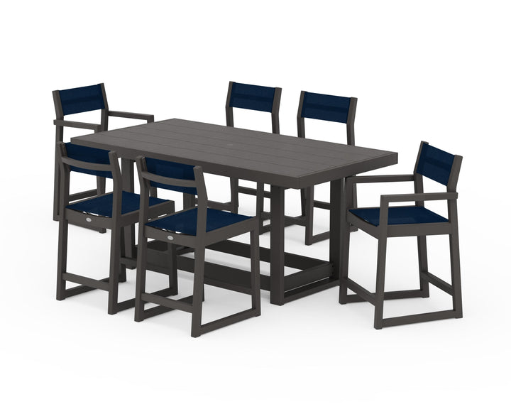 POLYWOOD® EDGE Sling 7-Piece Counter Table Set