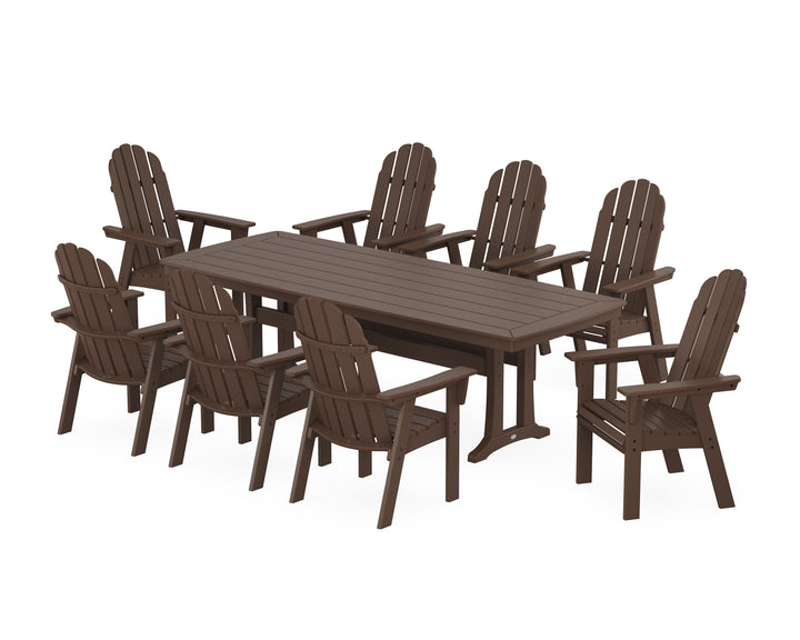 POLYWOOD® Vineyard Curveback Adirondack 9-Piece Dining Set with Trestle Legs