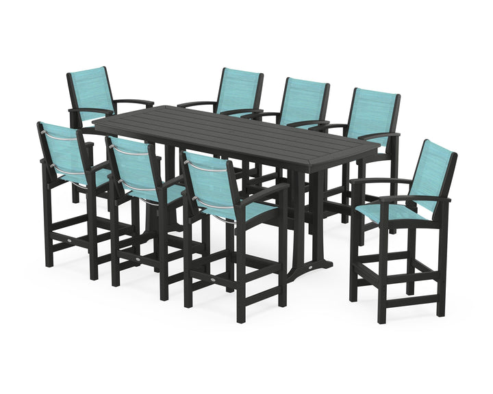 POLYWOOD® Coastal 9-Piece Bar Set with Trestle Legs
