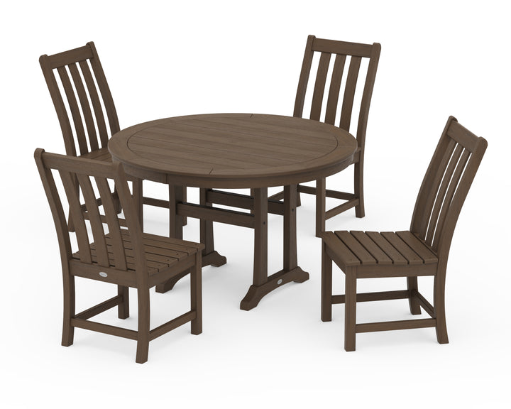 POLYWOOD® Vineyard Side Chair 5-Piece Round Dining Set With Trestle Legs