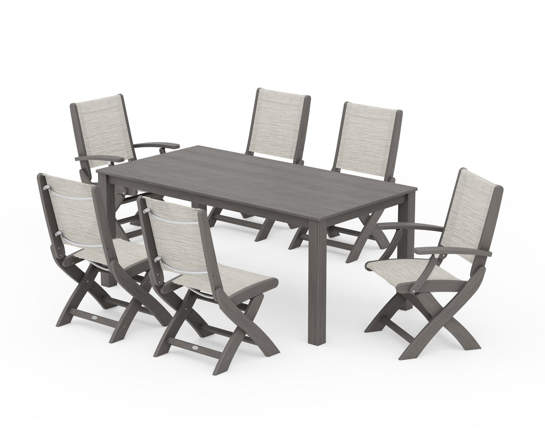 POLYWOOD® Coastal Folding Chair 7-Piece Parsons Dining Set