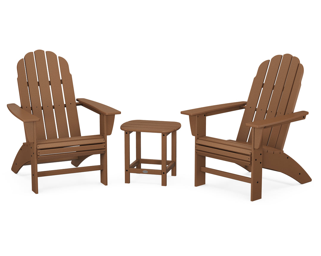 POLYWOOD® Vineyard 3-Piece Curveback Adirondack Set with South Beach 18" Side Table