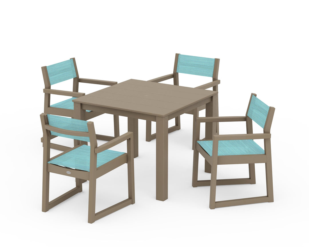 POLYWOOD® EDGE Sling Arm Chair 5-Piece Parsons Dining Set