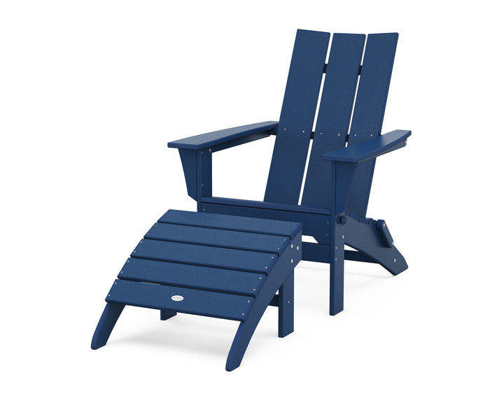 POLYWOOD® Modern Folding Adirondack Chair 2-Piece Set with Ottoman