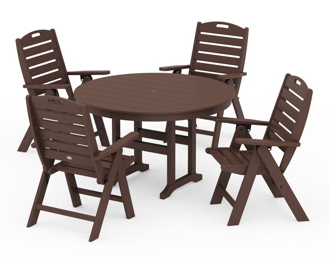 POLYWOOD® Nautical Folding Chair 5-Piece Round Farmhouse Dining Set