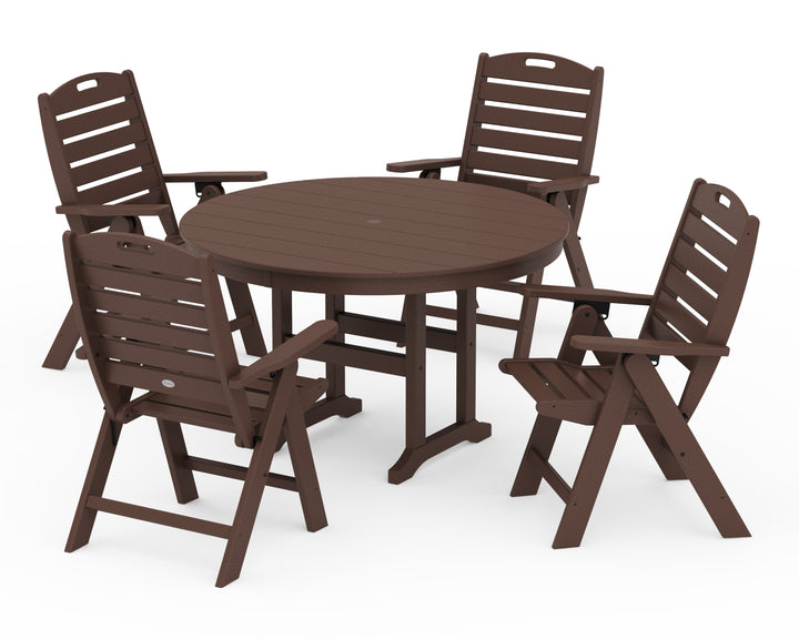 POLYWOOD® Nautical Folding Chair 5-Piece Round Farmhouse Dining Set