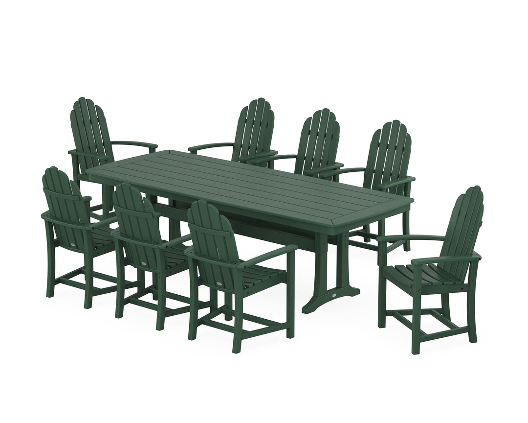 POLYWOOD® Classic Adirondack 9-Piece Dining Set with Trestle Legs