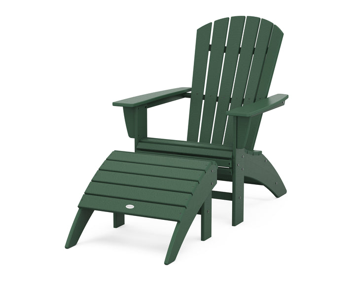 POLYWOOD® Nautical Curveback Adirondack Chair 2-Piece Set with Ottoman