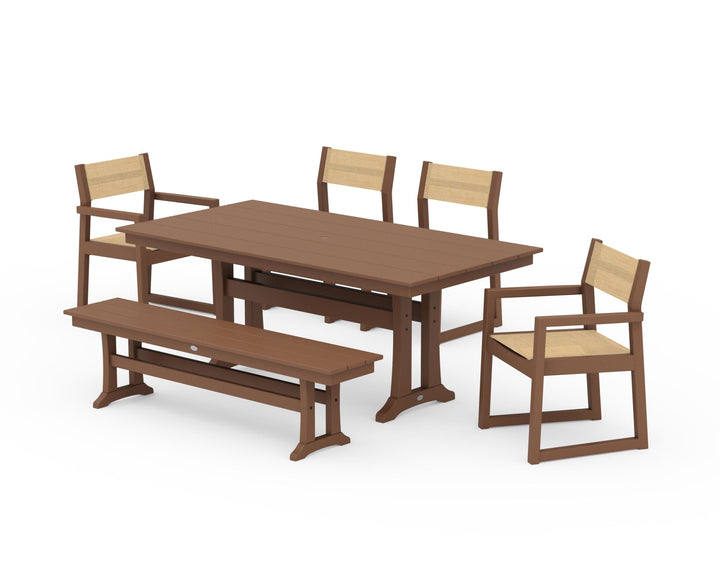 POLYWOOD® EDGE Sling 6-Piece Farmhouse Dining Set With Trestle Legs