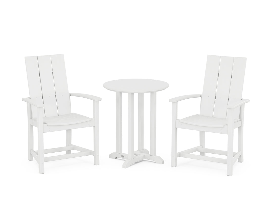 POLYWOOD® Modern Adirondack 3-Piece Round Farmhouse Bistro Dining Set