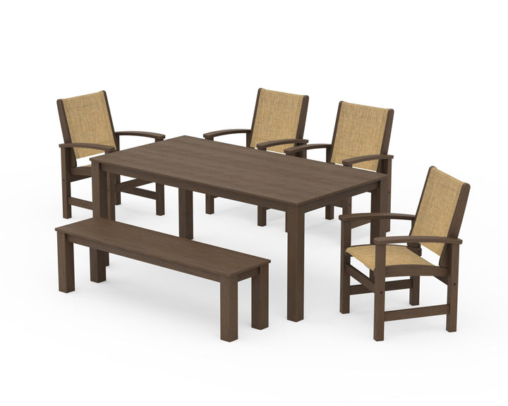 POLYWOOD® Coastal 6-Piece Parsons Dining Set with Bench