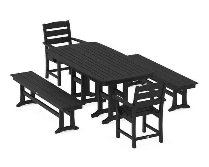 POLYWOOD® Lakeside 5-Piece Dining Set with Benches